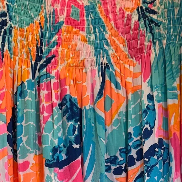 LILLY PULITZER Palm Pineapple Long Maxi Pink Orange Blue Skirt Floral size M - Picture 9 of 16
